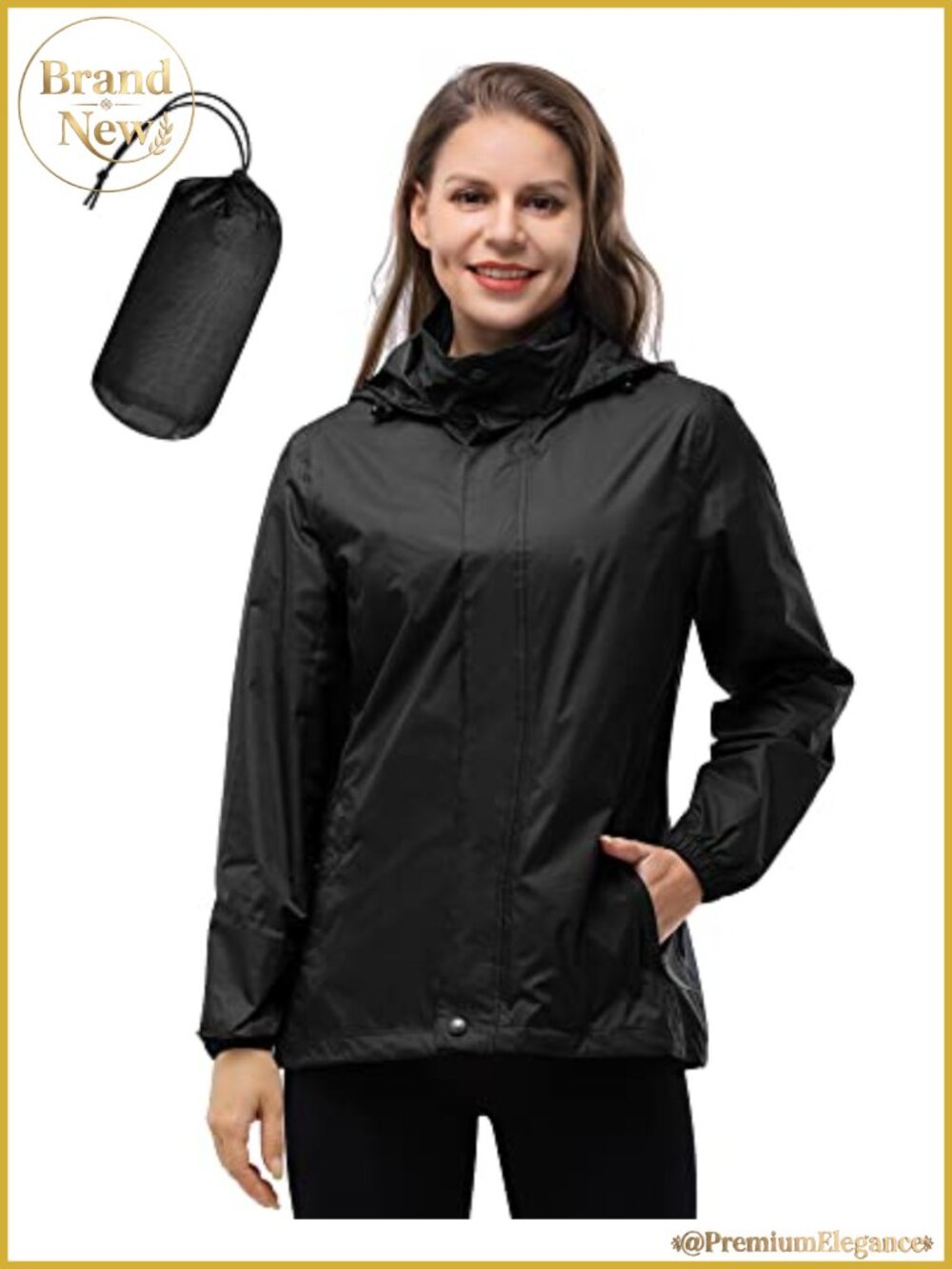 Waterproof Lightweight Packable Rain Jacket with Hood Women's Trench